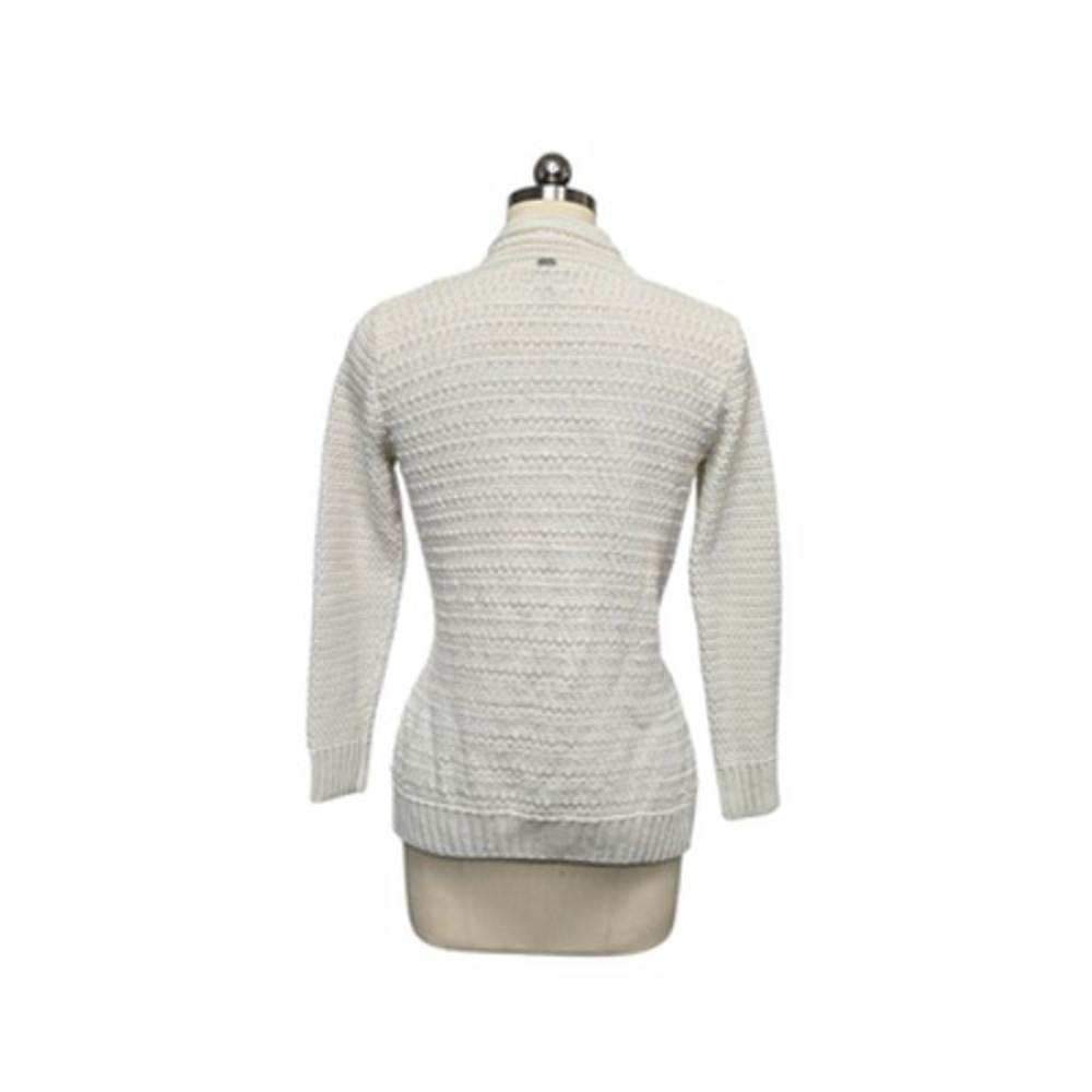 St. John Sweater Womens Petite Ivory Textured Knit Cardigan Tie Waist Open Front - Picture 2 of 12